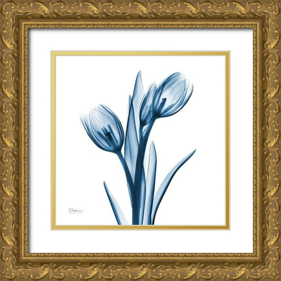 Koetsier, Albert 15x15 Gold Ornate Wood Framed with Double Matting Museum Art Print Titled - Tulips Indigo