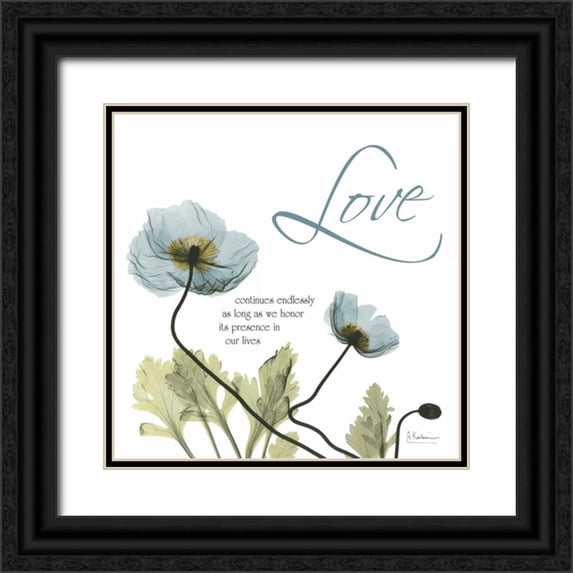 Koetsier, Albert 20x20 Black Ornate Wood Framed with Double Matting Museum Art Print Titled - Swaying Poppies Blue - Life
