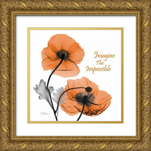 Koetsier, Albert 26x26 Gold Ornate Wood Framed with Double Matting Museum Art Print Titled - Iceland Poppy Quote