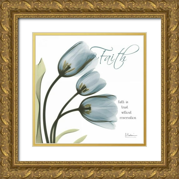 Koetsier, Albert 26x26 Gold Ornate Wood Framed with Double Matting Museum Art Print Titled - Tulips Faith