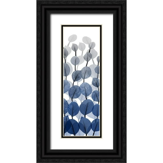 Koetsier, Albert 9x18 Black Ornate Wood Framed with Double Matting Museum Art Print Titled - Sapphire Blooms On White 2