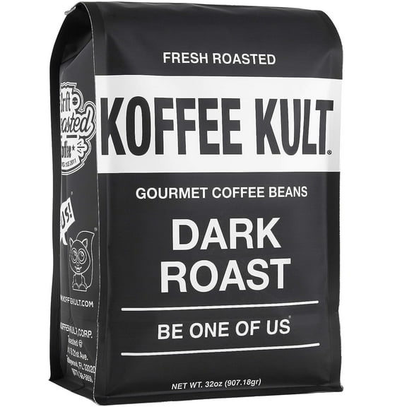 Koffee Kult Dark Roast Whole Bean Coffee - Small Batch Gourmet Aromatic Artisan Blend 100% Arabica Coffee Beans Organically Sourced (Dark Roast, 32oz)