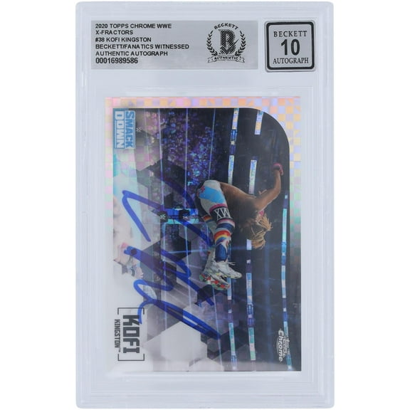 Kofi Kingston WWE Autographed 2020 Topps Chrome X-Fractor #38 Beckett Fanatics Witnessed Authenticated 10 Card - Fanatics Authentic Certified