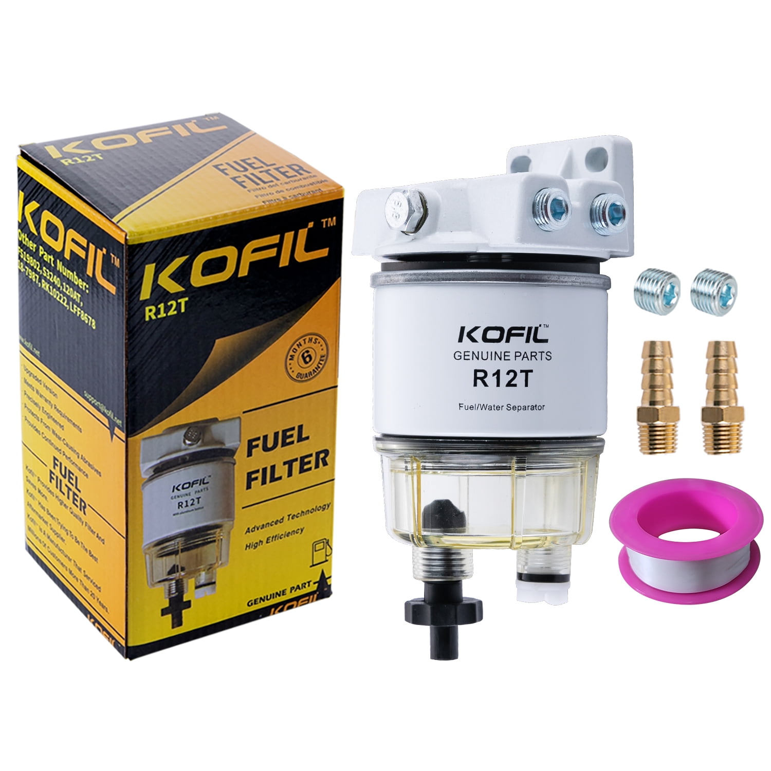 Kofil R12T Fuel Filter Marine Water Separator Complete Kit Replaces