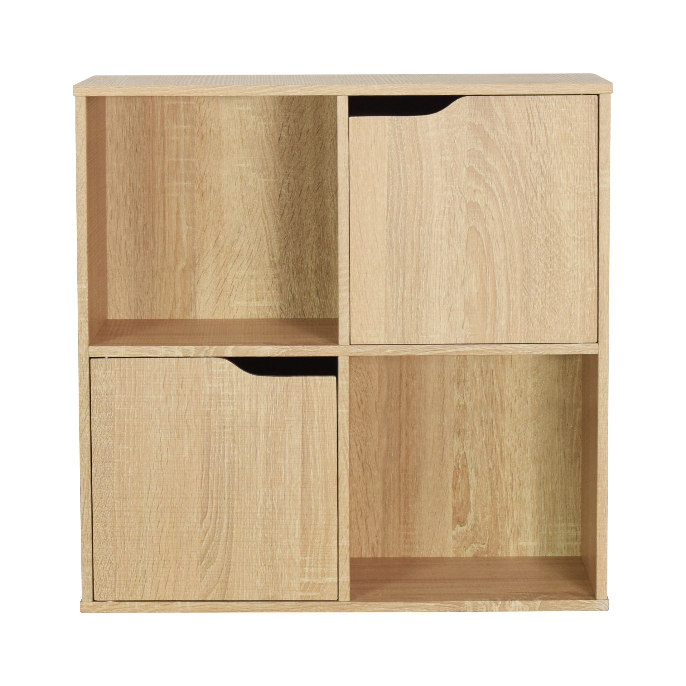 Koga Cube Organizer/Display shelf with 2 Cupboards, Natural Wood Color