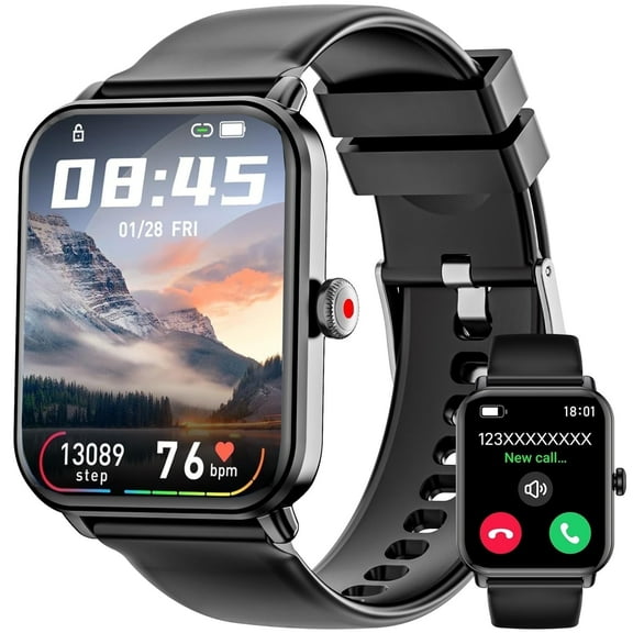 Fruit intelligence Smartwatch for Men Women's | 1.83 inch Touch Screen | with Answer Make Calls | Message Reminder | IP68 Waterproof Fitness Tracker for Android Iphone Devices | Black