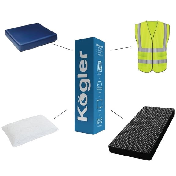 Kogler Semi-Truck Driver Starter Pack, 7" Thick Gel-Infused Memory Foam Mattress, High-Visibility Safety Vest, 3" Foam Seat Cushion, & Plush Down-Alternative Pillow, 36x80x7