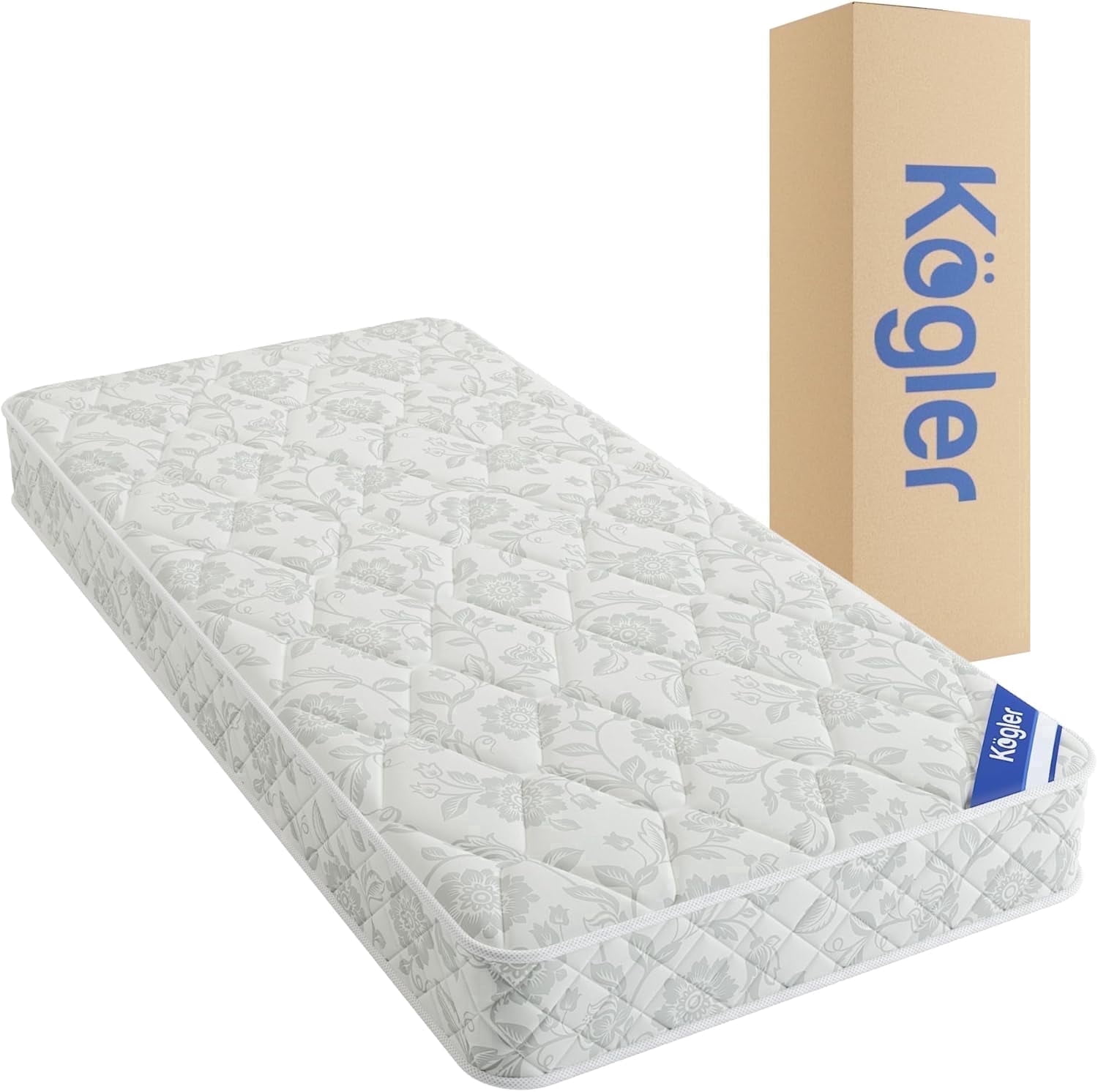 Kogler Innerspring Hybrid Semi-Truck Mattress, 7" Trucker Bed Mattress with Comfort Foam Top, 5" Innerspring Support, Firm Quilt Panel, Compressed in a Box for Easy Storage, White, 32 x 80