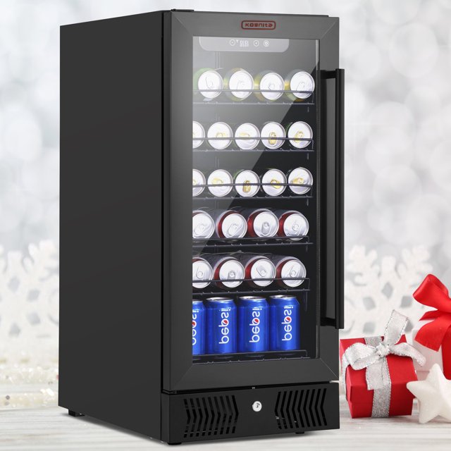 Kognita 15 inch Beverage Refrigerator Cooler, 120 Cans Mini Fridge with