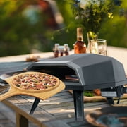 Kognita Outdoor Portable Rotating Steel Countertop Natural Gas Pizza Oven for Grill with 12 Pizza Stones