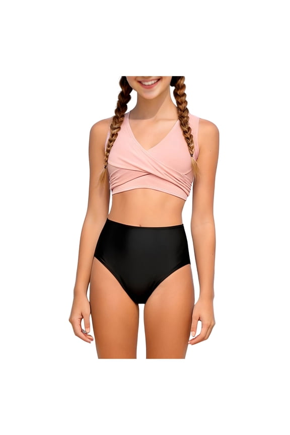 Baby Bathing Suit Girls' Two-Piece Swimsuits Tankini Sets Swimwear Bathing Suit Beach Sport 3T 4T (Pink,3-4 Years)