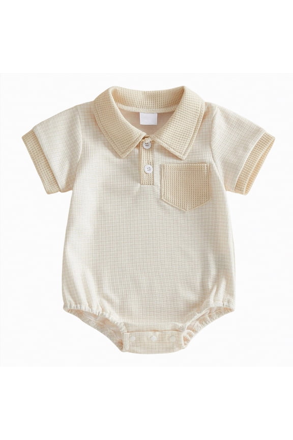 Baby Bodysuit Summer Baby Bodysuits Short Sleeve Cotton Pack Of One 0 3 6 9 12 18 24 Months (Beige,3-6 Months)