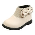 thumbnail image 1 of Kogui Baby Boots Boys Girls Glitter Ankle Boots Kids Lace Up Waterproof Combat Shoes with Side Zipper for Toddler/Little Kid/Big Kid Size 6 (White,Toddler 6), 1 of 6