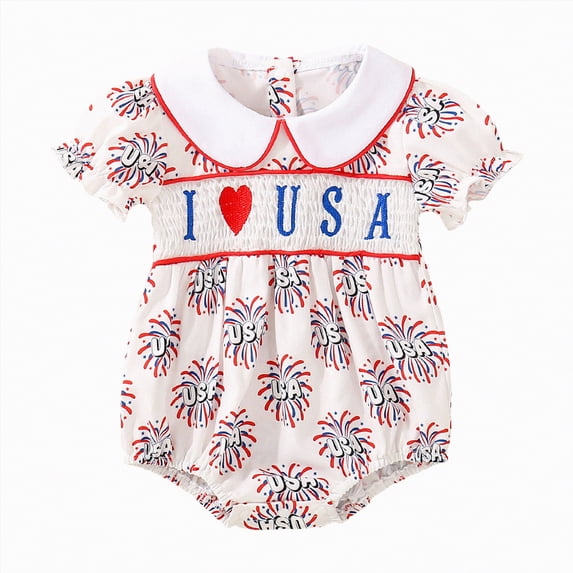 Kogui Baby Boy 4th of July Bodysuit Short Sleeve Baby Bodysuits Newborn to Infant 0 3 6 9 12 18 24 Months (White,6-12 Months)