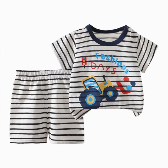 Kogui Baby Boy Clothes Set Newborn Toddler Boy Outfit Short Sleeve T-shirt Top and Casual Shorts Baby Boy Clothes 12 18 Months (Black,12-18 Months)