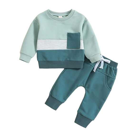 Kogui Baby Boy Clothes Set Toddler Baby Boy Outfit Long Sleeve Sweatshirt and Pants Set Size 3 6 Months (Blue,3-6 Months)