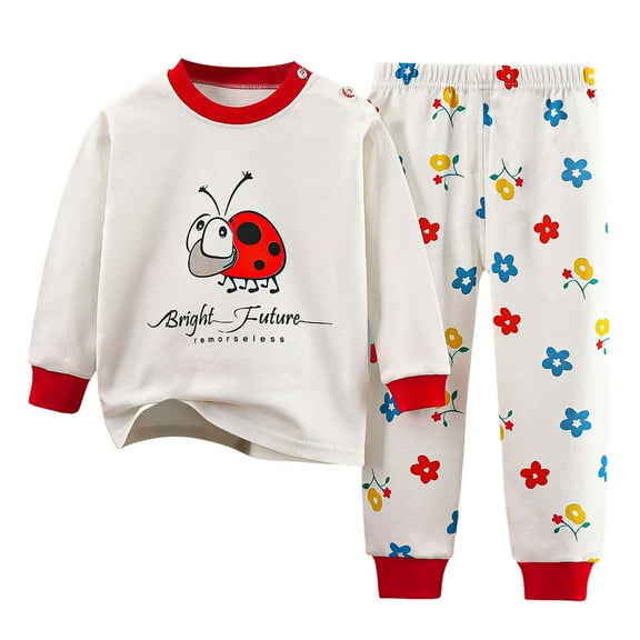 Kogui Baby Boy Pajamas Boys' Long Sleeve Top and Pants Snug Fit Cotton 2 Piece Pajama Set Size 1T 2T (Red,1-2 Years)