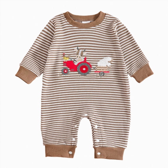 Kogui Baby Boy Romper Long Sleeve Toddler Boy Clothes Cute Long Sleeve Comfortable Jumpsuit Pants Outfits Sets 0 3 6 9 12 18 24 Months (Coffee,12-18 Months)