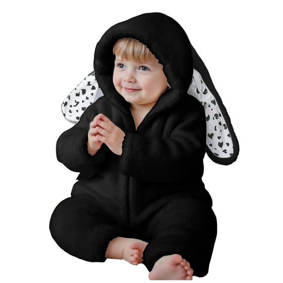Kogui Baby Boy Snow Suit Baby Girl Winter Snowsuit Toddler Jacket Clothes for Boy Jumpsuit Hoodied 12 24 Months (Black,12-24 Months)