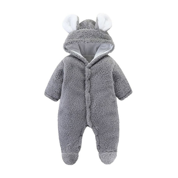 Kogui Baby Boy Snow Suit Baby Snowsuit Hooded Jumpsuit Fleece Romper Zipper Winter Coat Outfits 6 9 Months (Grey,6-9 Months)