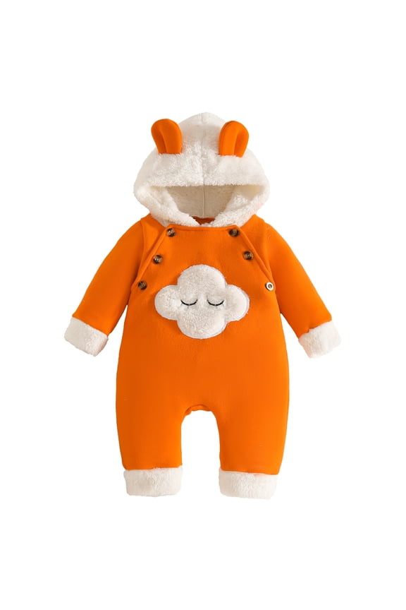 Baby Boy Snowsuit Unisex Baby and Newborn Fleece Hoodie Zip Front Snowsuit Bunting 0 3 Months (Orange,0-3 Months)