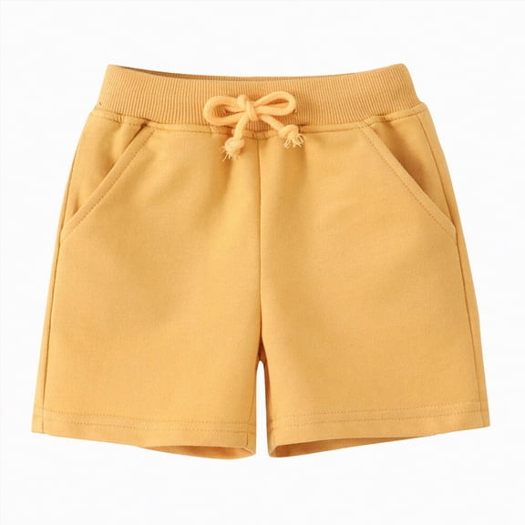 Kogui Baby Boy Soccer Shorts Boys' Adjustable Waist Stretch Flat Front Shorts Standard for School Uniform 1t 2t (Yellow,1-2 Years)