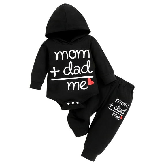 Kogui Baby Boys' Clothing Sets Fall Newborn Baby Boy Outfit Long Sleeve Romper Pants Set Fleece Hat Fall Winter Clothes 0 3 6 9 12 18 24 Months 2T 3T (Black,0-3 Months)
