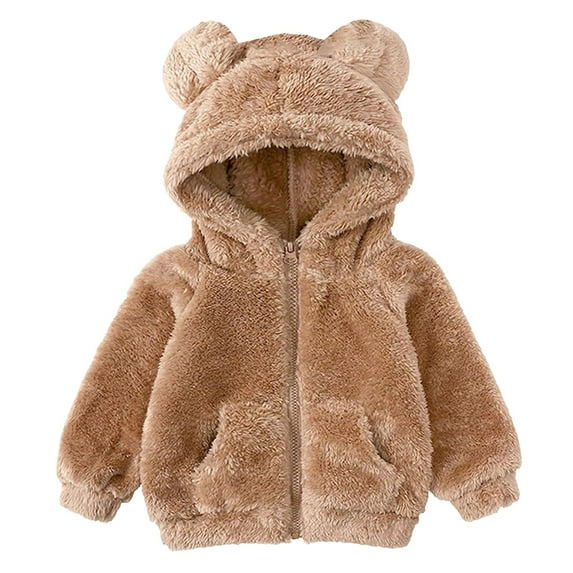 Kogui Baby Boys Fleece Jackets Boys Girls Soft Fleece Sherpa Full-zip Jacket Size 6 12 Months (Khaki,6-12 Months)