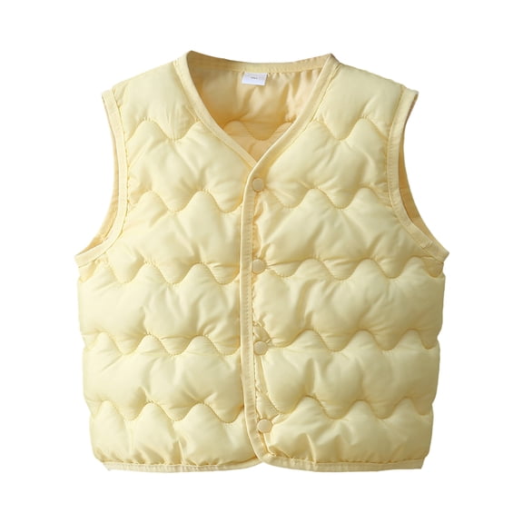 Kogui Baby Boys Girls Puffer Vest Toddler Winter Puffer Vest Boys Hooded Sleeveless Jacket Lightweight Warm Down Coat with Pocket for Kids 3T 4T (Yellow,3-4 Years)