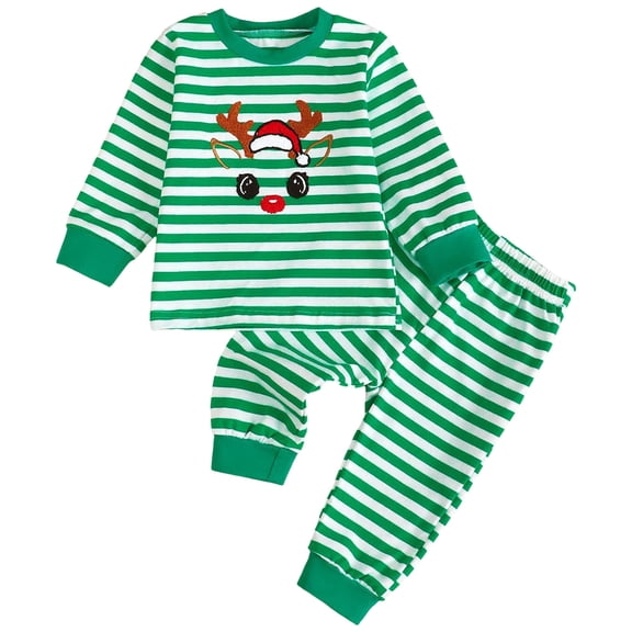 Kogui Baby Christmas Outfit Boy Dressy Toddler Baby Boy Fall Winter Clothes Print Long Sleeve Crewneck Sweatshirt and Pants Cute Outfits 12 18 Months (Light Green,12-18 Months)