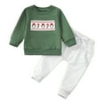 thumbnail image 1 of Kogui Baby Christmas Outfit Newborn Toddler Boy Clothes Long Sleeve Sweatshirt and Pant Outfits Kids 2Pcs Fall Clothing Set 6 12 Months (Green,6-12 Months), 1 of 8