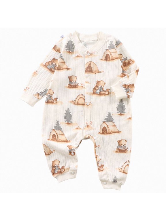 Baby Clothes Boy Baby Boy Romper Footed Long Sleeve Newborn Girl Clothes Footless with Zipper and Mitten Cuffs 0 3 6 9 12 18 24 Months (Coffee,0-3 Months)