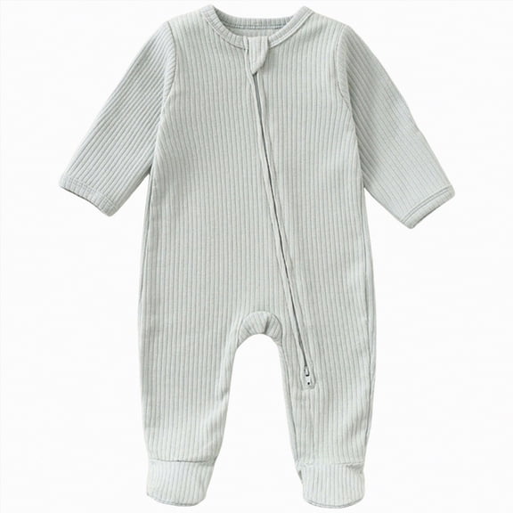 Kogui Baby Clothes Boy Winter Baby Romper Jumpsuits Two Way Zipper Long Sleeve Footless Sleep and Play 0 3 6 9 12 18 24 Months (Light Green,6-9 Months)