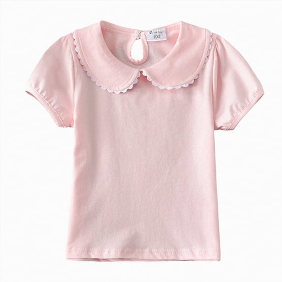 Kogui Baby Clothes for Girls Girls Short Sleeve Shirts Crewneck Ruched Side Slim Fit Tops Casual Tee Shirt 18 24 Months (Pink,18-24 Months)