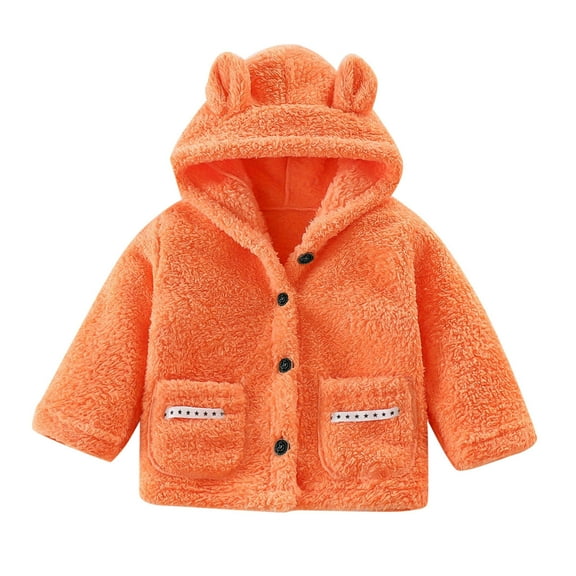 Kogui Baby Fleece Jackets Girls Fleece Jackets Zip Up Hoodie Kids Fall Winter Warm Sweatshirts Clothes with Pockets Size 18 24 Months (Orange,18-24 Months)