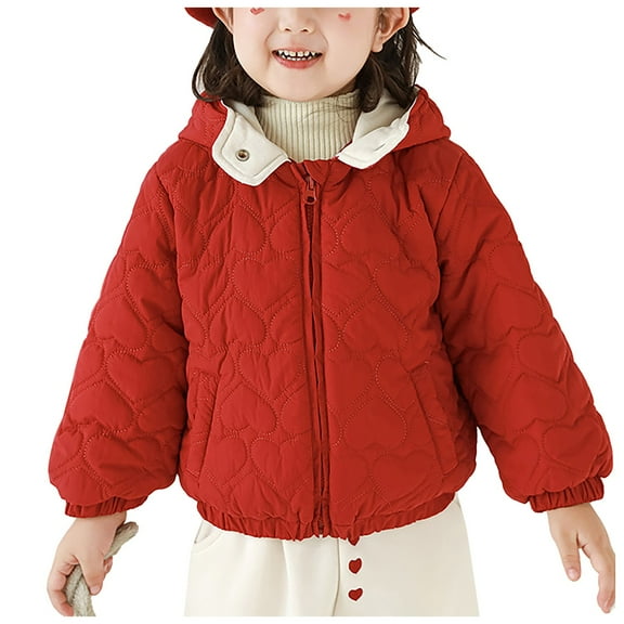 Kogui Baby Girl Coat Winter Coats For Girls Hooded Waterproof Floral Printed Kids Toddler Warm Snow Jacket Size 12 18 Months (Red,12-18 Months)