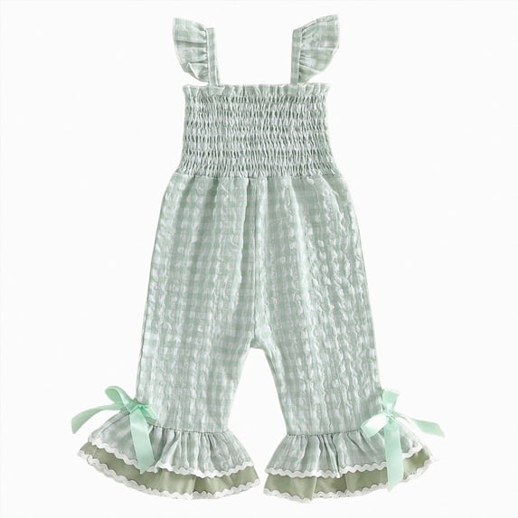 Kogui Baby Girl Jumpsuit Girls Casual Jumpsuits Strap Sleeveless Loose Romper Long Pants with Pockets Kids Clothes 12 18 Months (Green,12-18 Months)