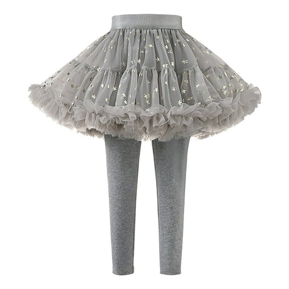 Kogui Baby Girl Leggings Ruffles Baby Toddler Girls' Tutu Leggings Tulle Ruffle Skirted Pants Size 1T 2T (Light Gray,1-2 Years)