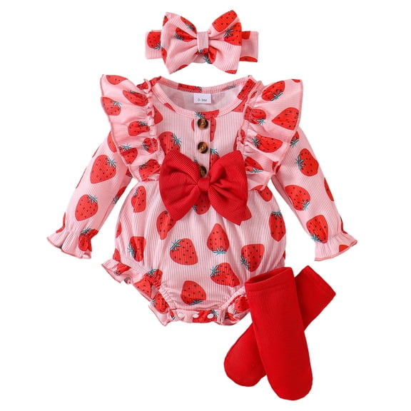 Kogui Baby Girl Newborn Outfits Coming Home Baby Girl Outfit Newborn Infant Baby Girls Clothes Ribbed Romper Bodysuit Pants Set Fall Winter Outfits 0 3 6 9 12 18 24 Months (Red,0-3 Months)