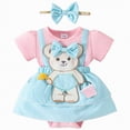 thumbnail image 1 of Kogui Baby Girl Summer Romper Newborn Baby Girl 4th Of July Outfit Summer Romper Toddler 0 3 6 9 12 18 24 Months (Pink,3-6 Months), 1 of 9