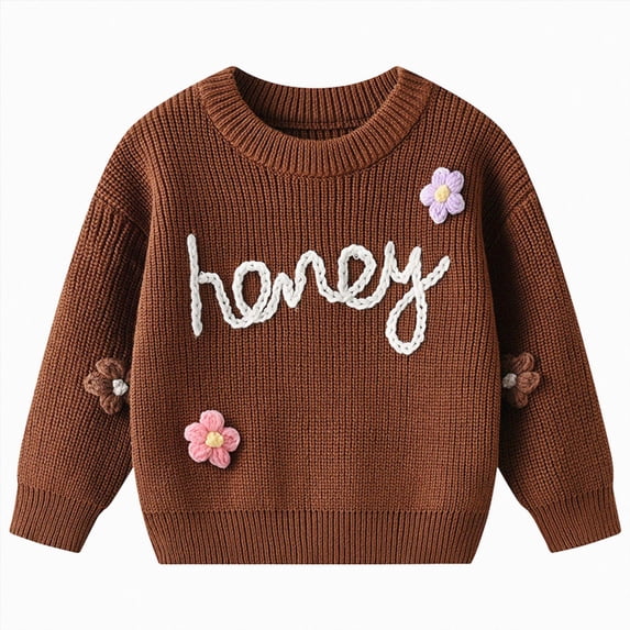 Kogui Baby Girl Sweater Toddler Baby Boys Girls Knitted Sweater Warm Solid Pullover Top Autumn Winter 12 18 Months (Coffee,12-18 Months)