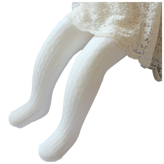 Kogui Baby Girl Tights Baby Girls Tights Thick Solid Cable Knit Leggings Winter Warm Stockings for Toddler Girls Size 3 12 Months (White,3-12 Months)