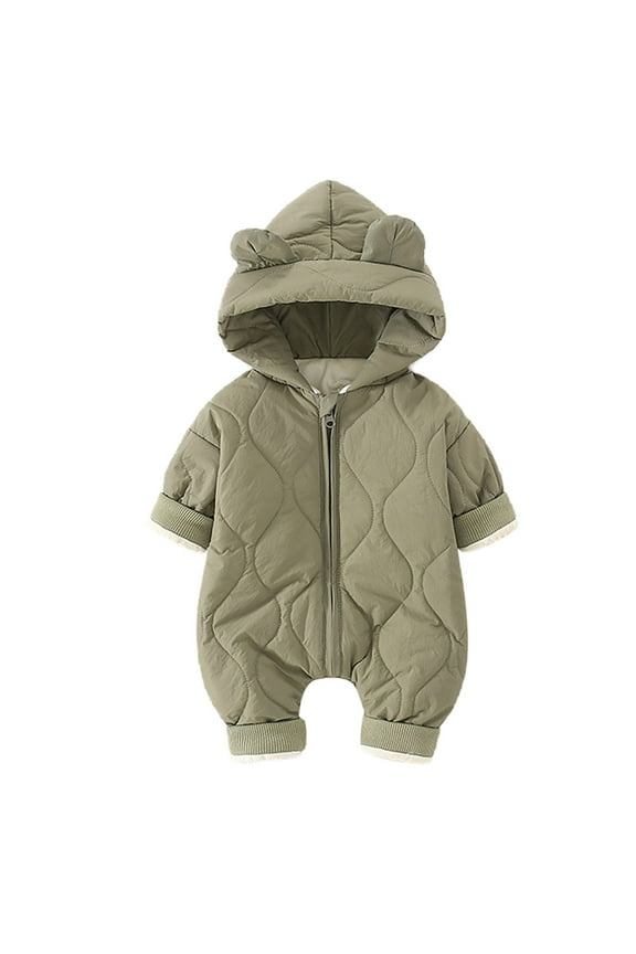 Baby Girl Winter Clothes Infants' Snowsuit - Heavyweight Quilted Bodysuit - Outerwear Footed Jumpsuit Coveralls for Baby Boys/Girls Size 6 12 Months (Green,6-12 Months)