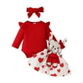 thumbnail image 1 of Kogui Baby Girl Winter Outfits Baby Girl Clothes Toddler Long Sleeve Ruffle Romper Top Skirt Set Little Girl Overall Dress Girls Fall Outfits 0 3 6 9 12 18 24 Months (Red,6-9 Months), 1 of 9