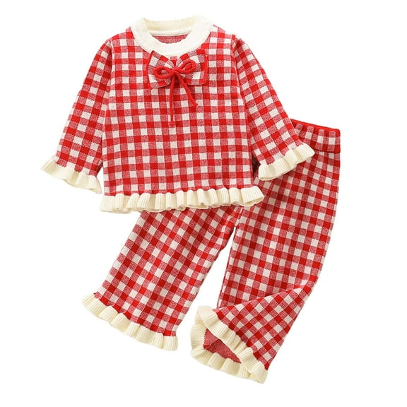 Kogui Baby Girls Long Sleeve Clothing Sets Baby Girl Fall Winter Clothes Toddler Outfit Letters Graphic Crewneck Sweatshirts   Joggers Pants Set Size 3T 4T (Red,3-4 Years)