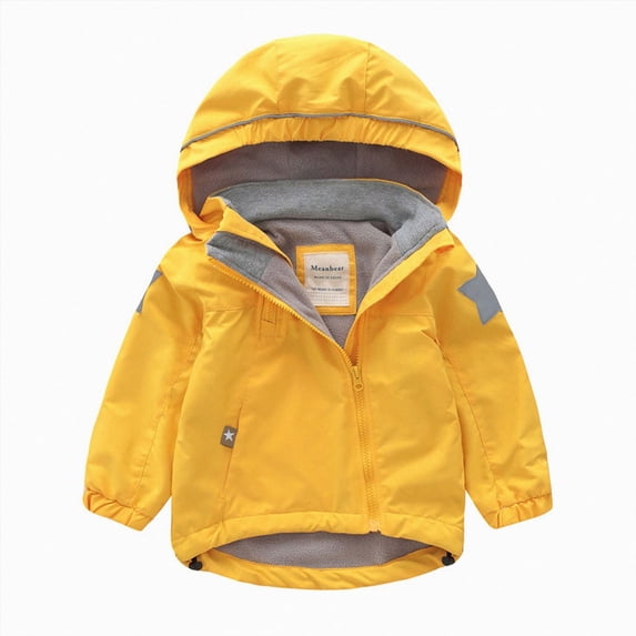 Kogui Baby Jacket Girl Girls Plush Warm Jacket Hooded Soft Fleece Kids Winter Coat with Zipper and Pockets for Toddler Little Girls Sizes 12M-8Y (Yellow,18-24 Months)