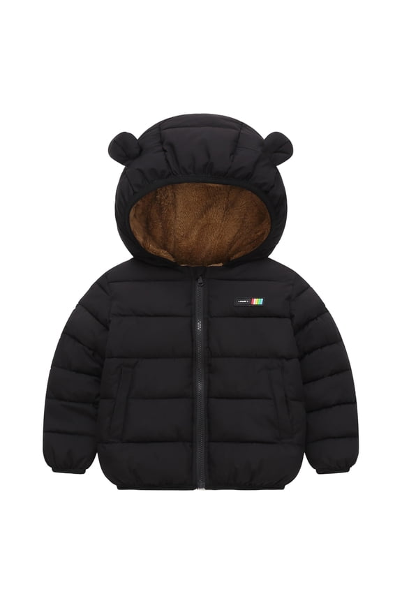 Baby Jacket Puffer Jacket for Girls Packable Down-Alternative Warm Coat Shiny Outerwear for Kids Size 12 18 Months (Black,12-18 Months)