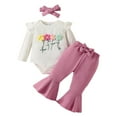 thumbnail image 1 of Kogui Baby Outfit Girl Newborn Outfit Girl Rib Knit Romper Long Pants Headband Baby Clothes for Girls 0 3 6 9 12 18 24 Months (Hot Pink,12-18 Months), 1 of 9