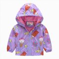 thumbnail image 1 of Kogui Baby Rain Coat Toddler Kids Cartoon Print Hooded Jacket Nylon Windbreaker Two Pockets Lightweight Zipper Coat for Baby Girls Sizes 12M-5Y (Brown,18-24 Months), 1 of 4