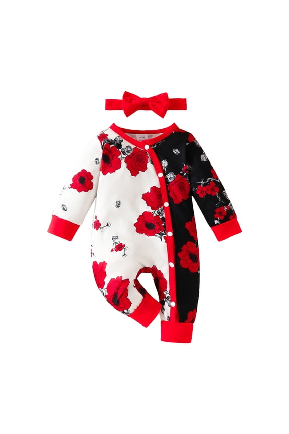Baby Romper Girl Outfit Long Sleeve Sweatshirt Romper Jumpsuit Fall Baby Girl Clothes 0 3 6 9 12 18 24 Months (,12-18 Months)